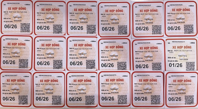 phù hiệu xe hợp đông tháng 6 HTX Asia